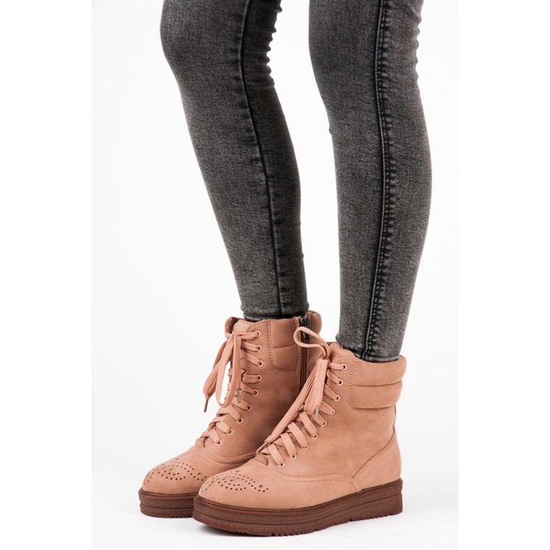 Vices Lace-up boots on the platform pink 1