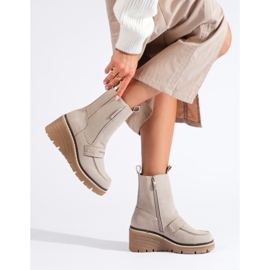 Goodin Cream suede Chelsea boots with wedges from Shelovet beige 1