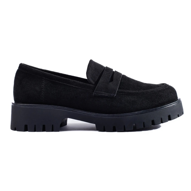 Shelovet suede moccasins with a thick sole black 1