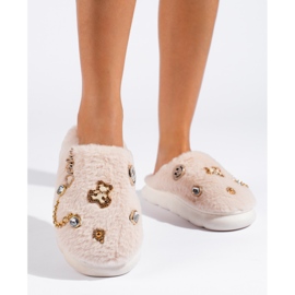 Women's beige slippers with Shelovet decorations 2 Women's beige slippers with Shelovet decorations 2