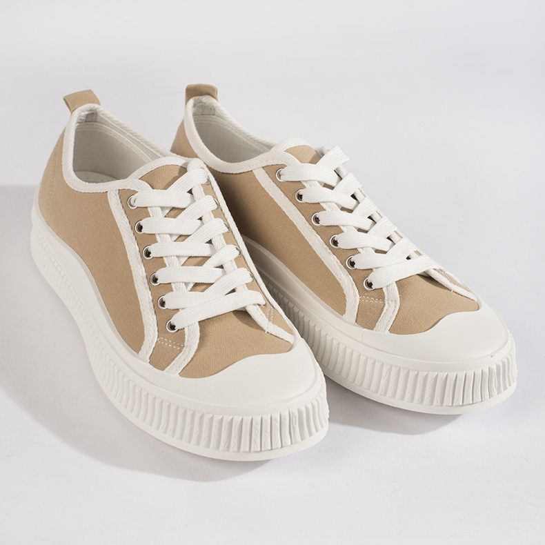Dark beige women's sneakers on the platform 1