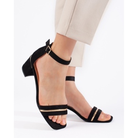 Black suede high heel sandals 1