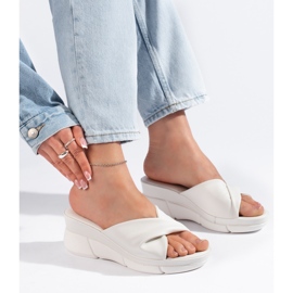 White women's wedge sandals 1