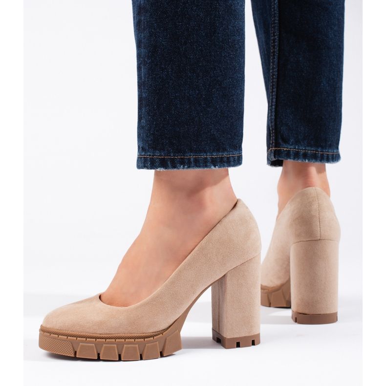 Women's beige suede high-heeled pumps 2 Women's beige suede high-heeled pumps 2