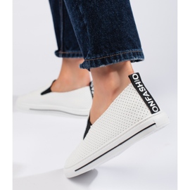 Women's white openwork sneakers 4