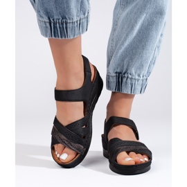 Women's black velcro sandals 1