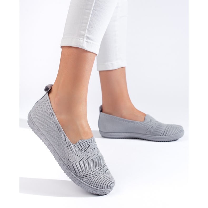 Women's gray fabric slip-on grey 1