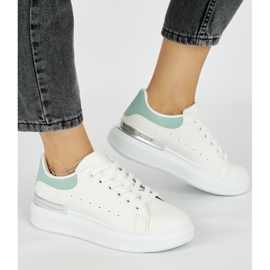 White women's sneakers with a green element 2