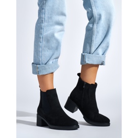 Black classic ankle boots with a block heel 1