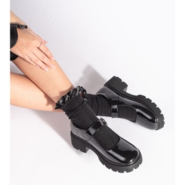 Patent leather black loafers with thick soles 1
