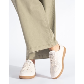 Goodin Women's beige leather sneakers 1