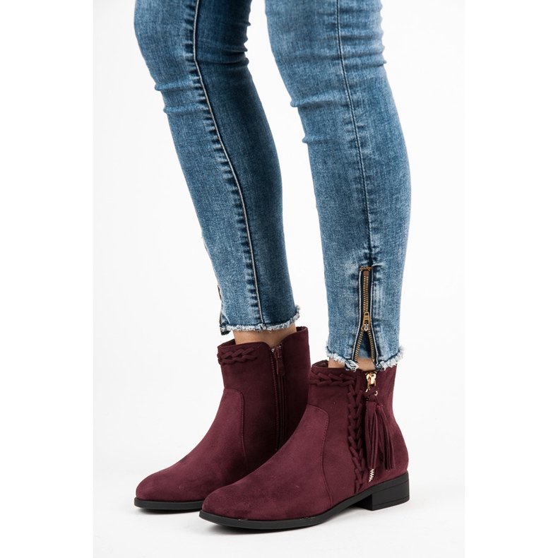 Bello Star Maroon boots with fringes red 1