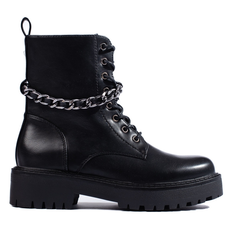 Black women's baggies with a chain made of ecological leather 1