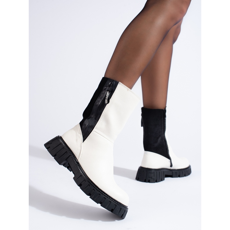 Women's high-top boots, black and white 1