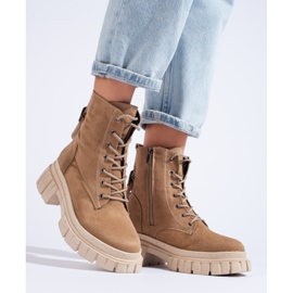 Women's suede boots on the T.SOKOLSKI platform beige brown 2