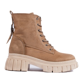 Women's suede boots on the T.SOKOLSKI platform beige brown 1