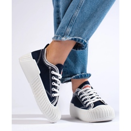 Seastar Shelovet women's low-top navy blue sneakers 2