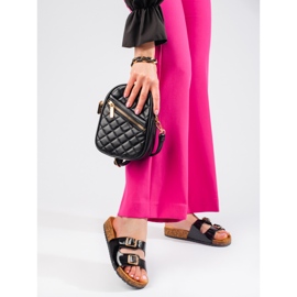 Black women's slides with Shelovet buckles 1