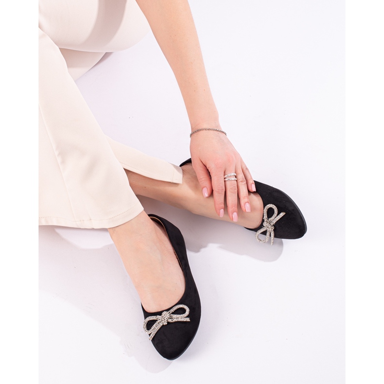 Classic black women's ballet flats with a Shelovet bow 1