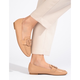 Women's beige Shelovet slip-on loafers 1
