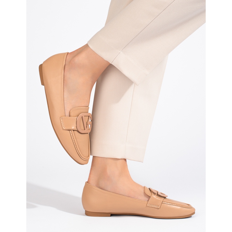 Women's beige Shelovet slip-on loafers 1
