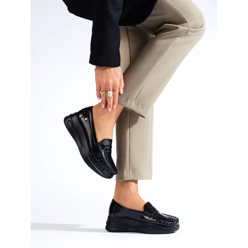 Patent black loafers on a thick Shelovet platform 2 Patent black loafers on a thick Shelovet platform 2