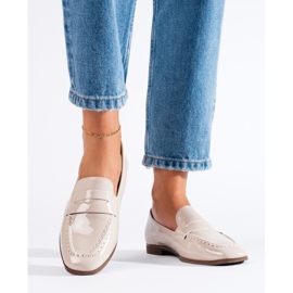 Patent beige women's moccasins by Shelovet 1