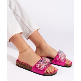 Women's fuchsia suede slippers pink 1