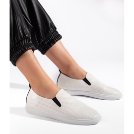 Openwork slip-on sneakers in white and black 1