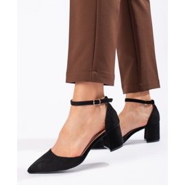 Women's black suede pumps 1