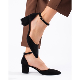Women's black suede pumps 2