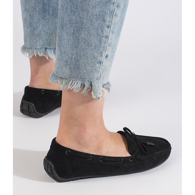 Comfortable black suede moccasins for women 2