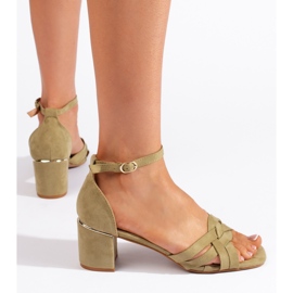 Green suede women's sandals 1