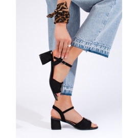 Black elegant high-heeled sandals by Sergio Leone 1 Black elegant high-heeled sandals by Sergio Leone 1