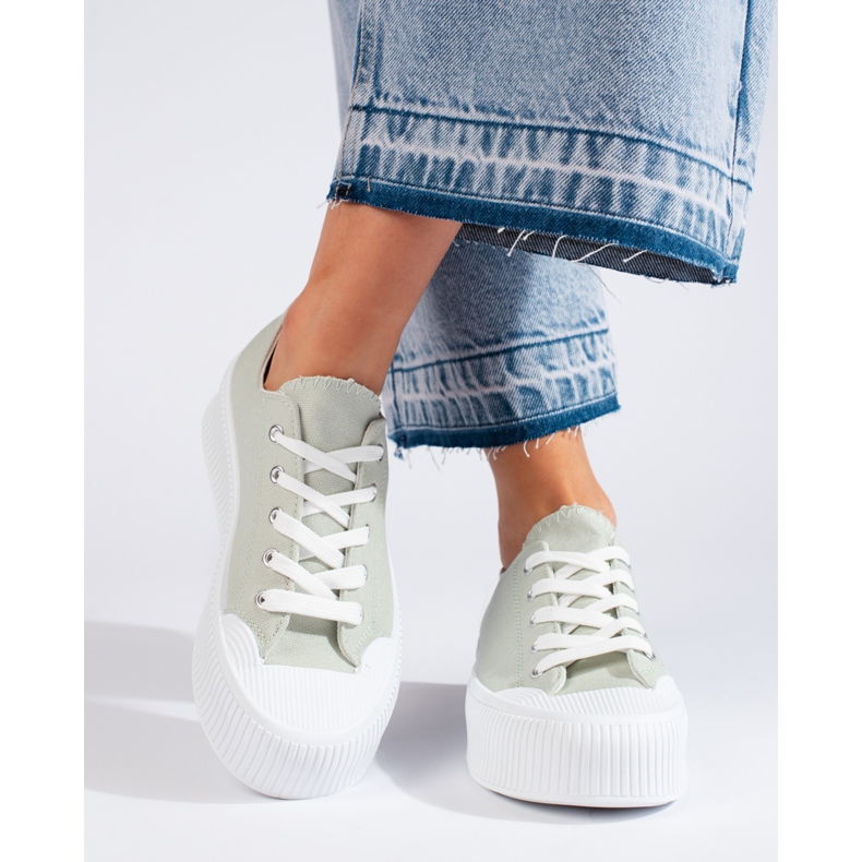 Women's green platform sneakers 1