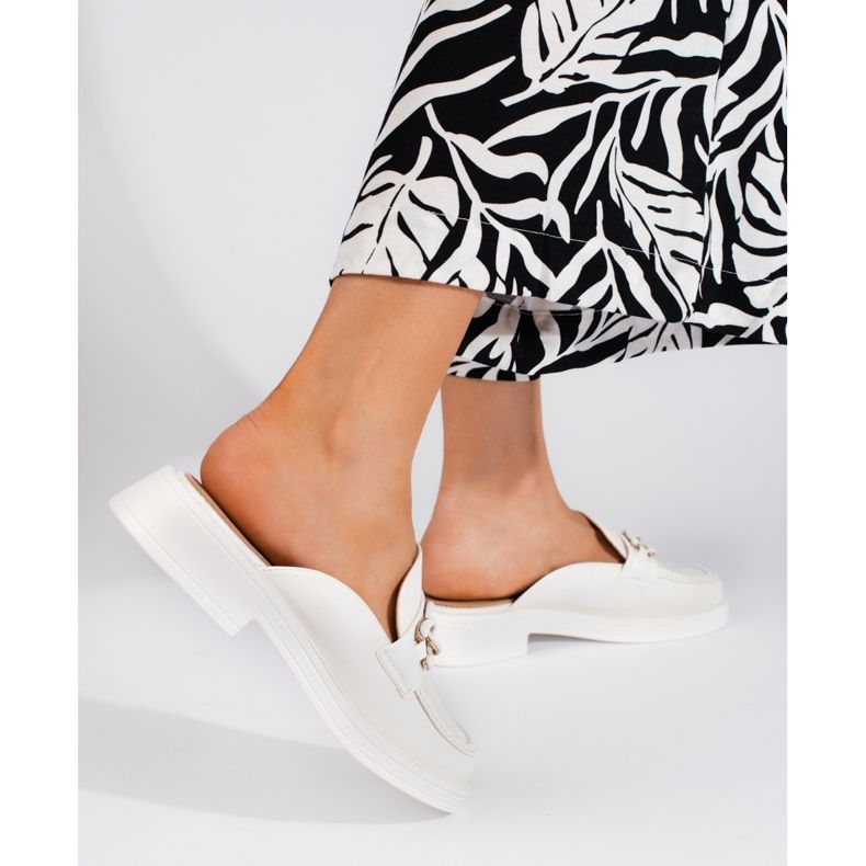 White full platform mules 1
