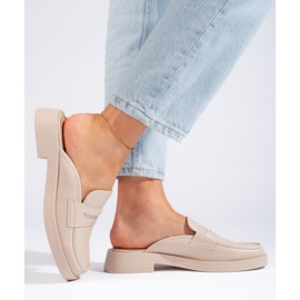 Beige closed women's flip-flops 1