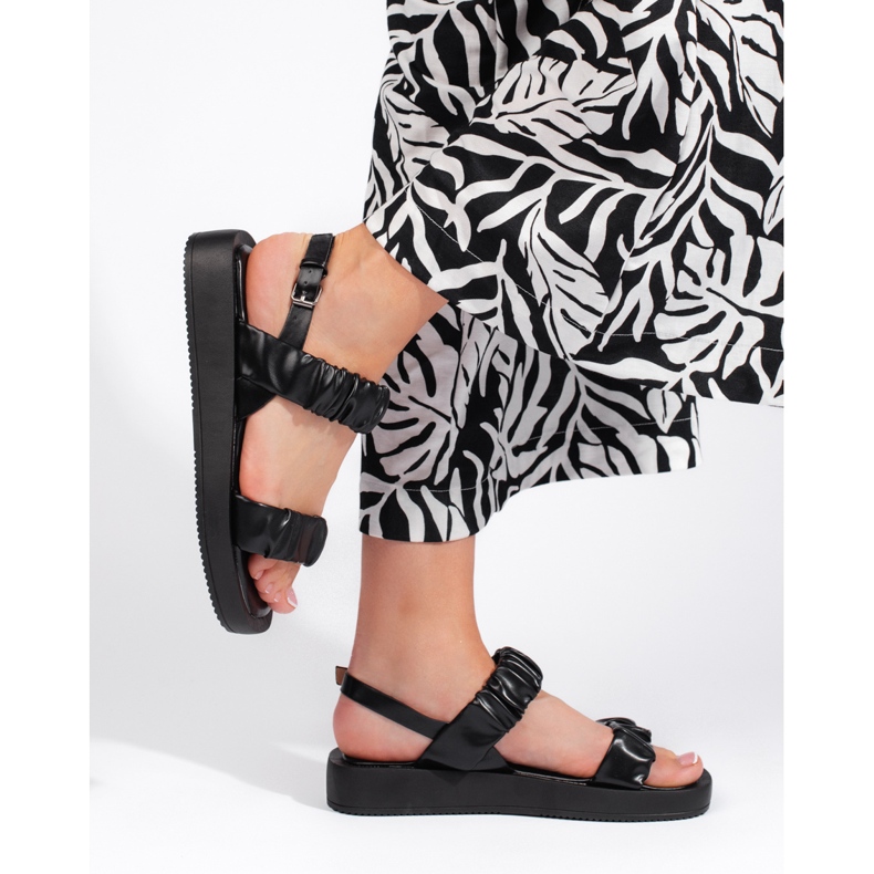 Black platform slip-on sandals 2
