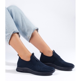 Navy blue women's slip-on sports shoes 1
