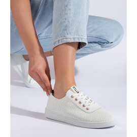 Women's openwork white sneakers 1