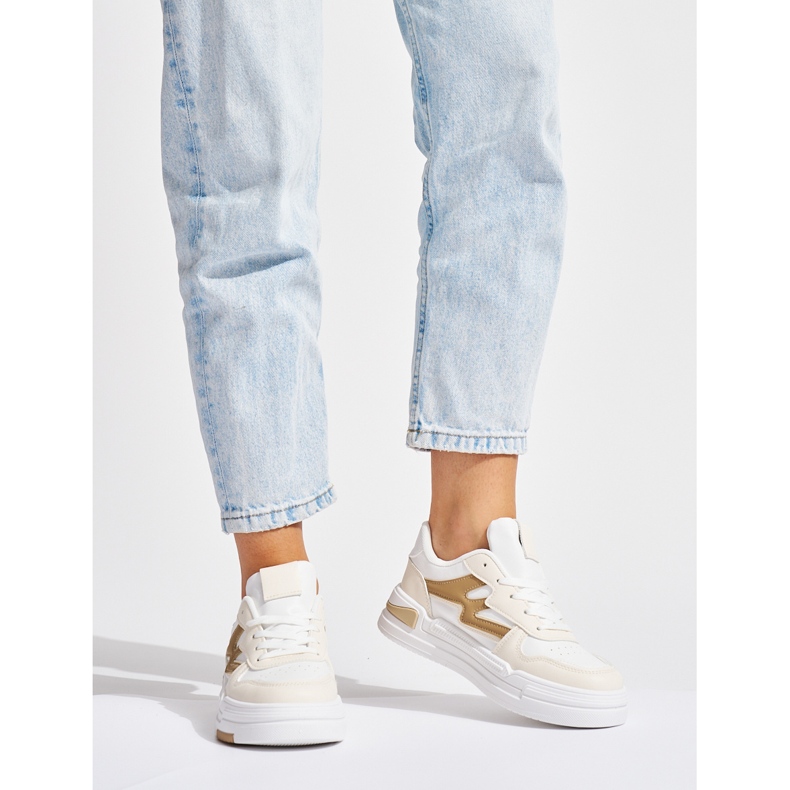 White and beige platform sneakers 2