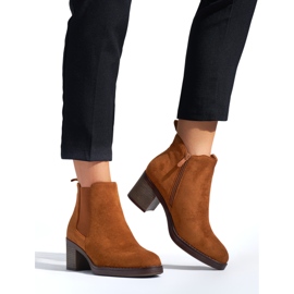 Brown classic ankle boots with a block heel 1