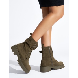 Dark green lace-up suede workers 2