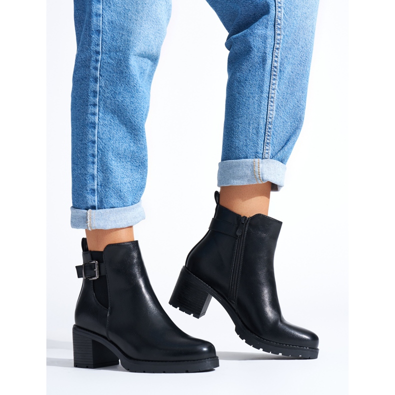 Black women's ankle boots with a heel 1