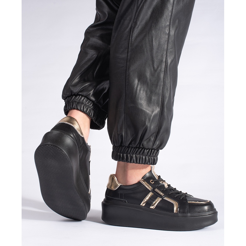 Leather black sneakers on the platform 2 Leather black sneakers on the platform 2