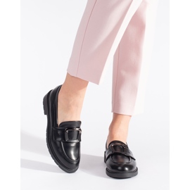 Goodin Black women's moccasins with buckle 2