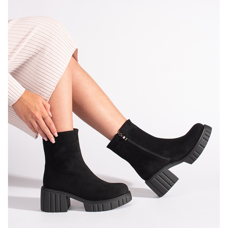 Black women's platform ankle boots 2