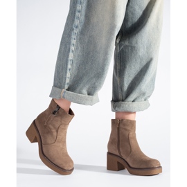 Beige suede ankle boots with a block heel by Sergio Leone 2