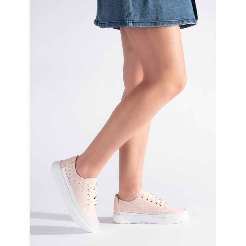 Sergio Leone pink openwork leather sneakers 1