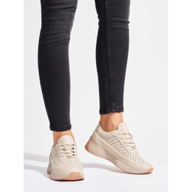 Sergio Leone Women's leather beige sports shoes 1
